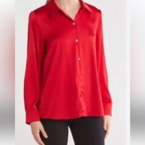 BOLD elements Vibrant Red Button Down Shirt - Picture 1 of 11